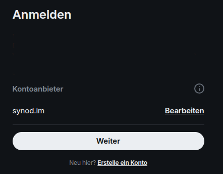 Synod.im Anmelden mit Element Desktop/Element_Desk_Anmeldung_4.png