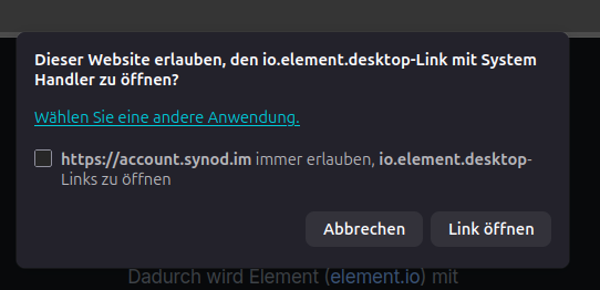 Screenshot Frage des Webbrowsers