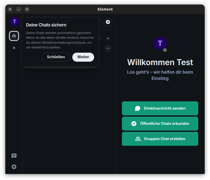 Screenshot Willkommen