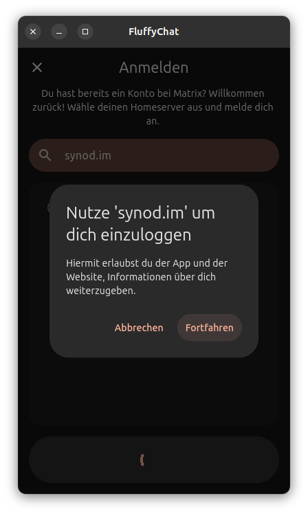 Screenshot Weiter zu synod