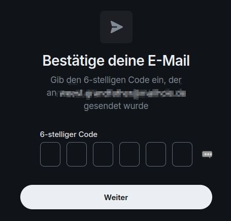 Screenshot E-Mail bestätigen